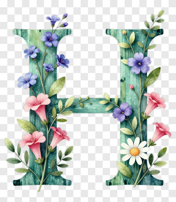 Floral Letter H Design PNG