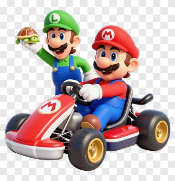 Mario And Luigi In A Go-Kart With A Turtle PNG