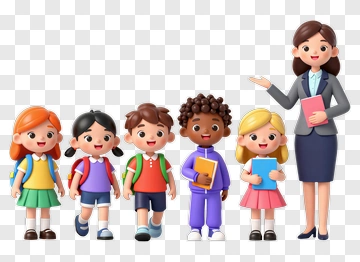 Cartoon Teacher With Students In A Classroom PNG