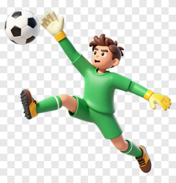 3D Goalkeeper Kicking A Soccer Ball PNG