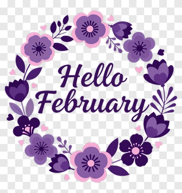 Hello February Floral Wreath PNG