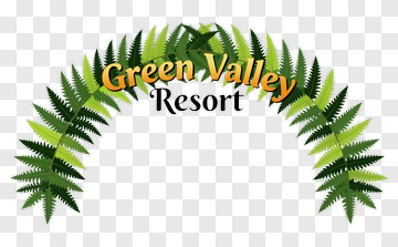 Green Valley Resort Sign With Ferns PNG