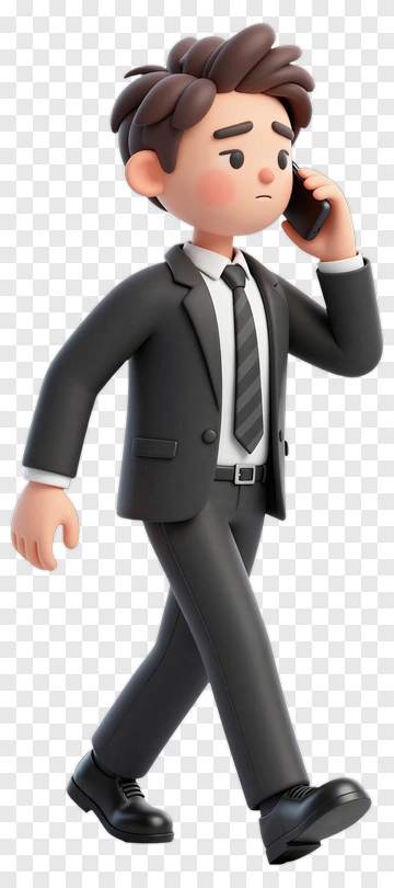 3D Businessman Walking And Talking On Phone PNG