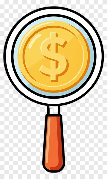 Magnifying Glass Over A Dollar Coin PNG