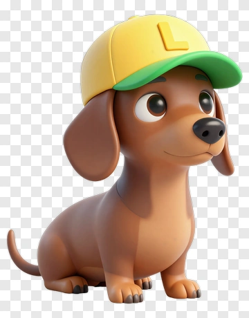 Cartoon Dog Wearing A Yellow Cap PNG