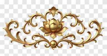 Golden Floral Ornament With Lotus Design PNG