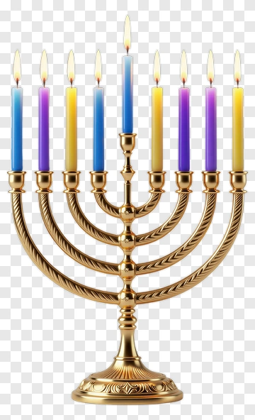 Colorful Menorah With Candles PNG