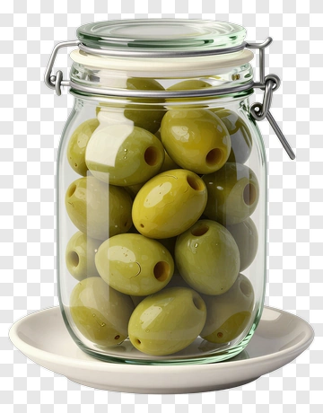 Glass Jar Of Green Olives PNG