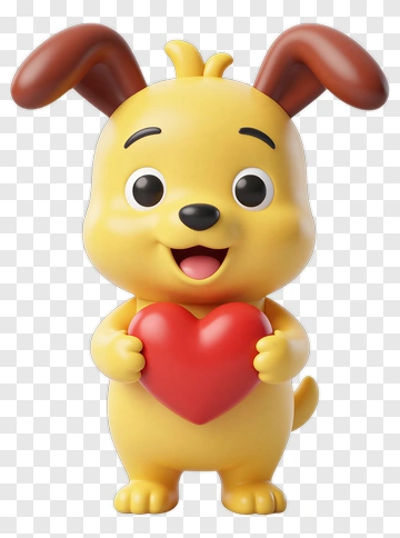 Cartoon Dog Holding A Heart PNG