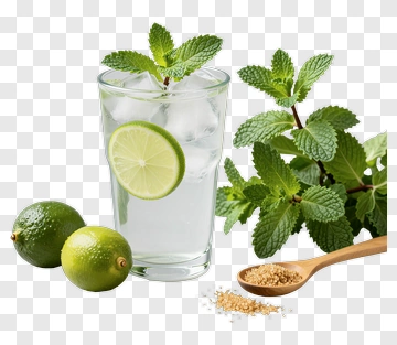 Lime Drink With Mint Leaves And Sugar PNG