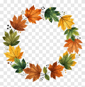 Colorful Autumn Leaf Wreath PNG