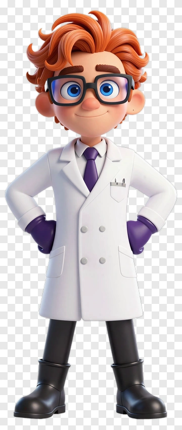 Cartoon Scientist In A Lab Coat PNG