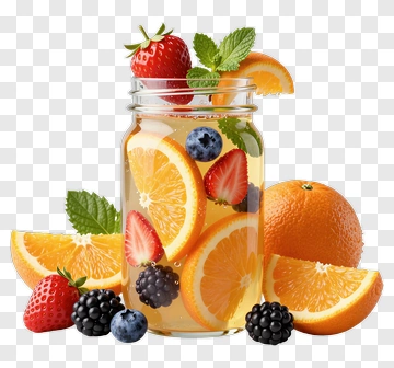 Fruit Jar With Orange And Berries PNG