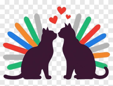 Cats In Love With Colorful Background PNG