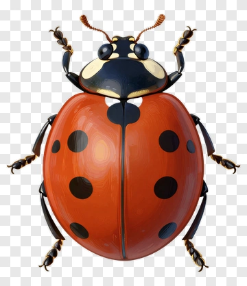 3D Ladybug With Black Spots PNG