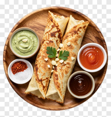 Delicious Crepes With Dipping Sauces PNG
