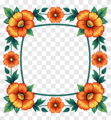 Colorful Floral Frame PNG