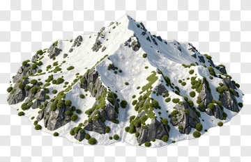 Snow-Capped Mountain With Green Vegetation PNG