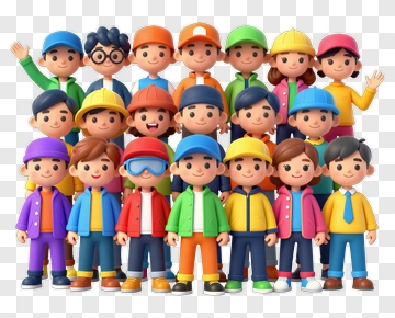 Colorful Cartoon Group Of Children PNG