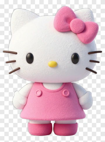3D Hello Kitty Character In Pink Dress PNG
