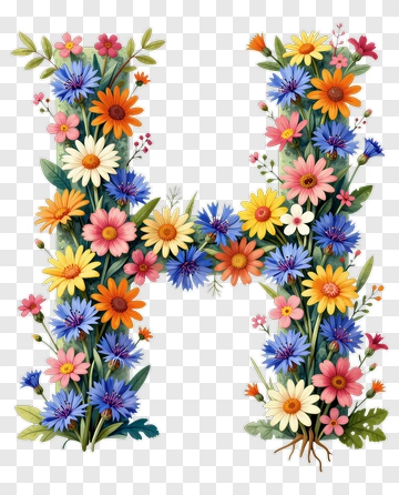 Floral Letter H PNG