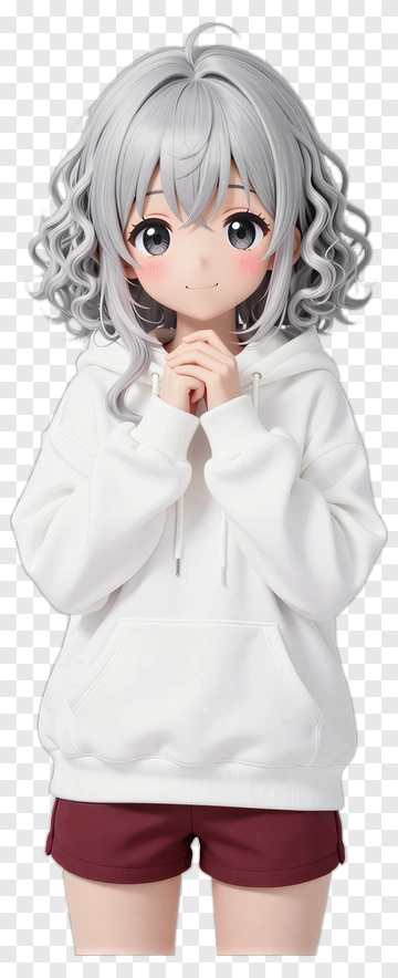 Anime Girl In White Hoodie PNG