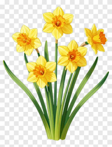 Yellow Daffodil Flowers PNG