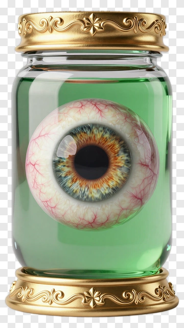 Realistic Eyeball In A Glass Jar PNG