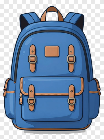 Blue Backpack With Brown Accents PNG
