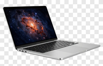 Laptop Displaying Galaxy Image PNG
