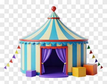 Colorful Circus Tent With Entrance And Decorations PNG