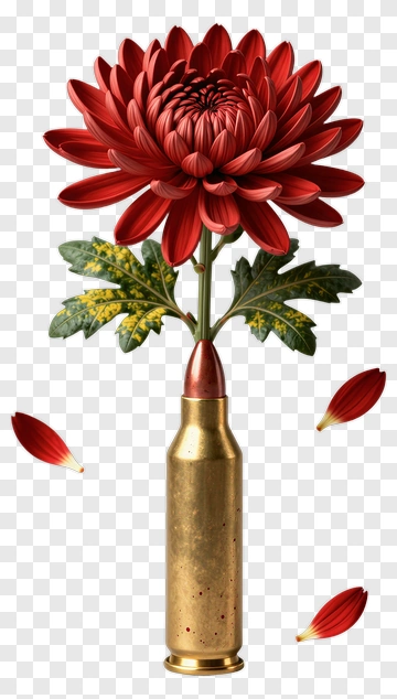 Red Flower In A Bullet Vase PNG