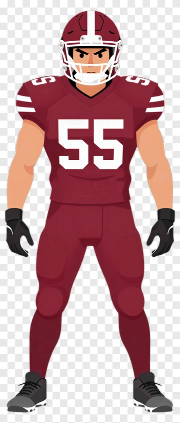 Football Player Wearing Jersey Number 55 PNG