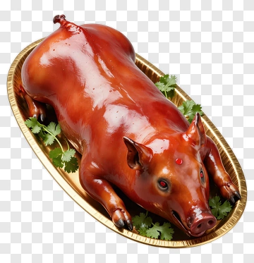 Roasted Pig On A Platter PNG