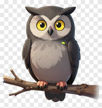 Cartoon Owl Sitting On A Branch PNG