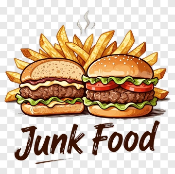 Junk Food With Burgers And Fries PNG