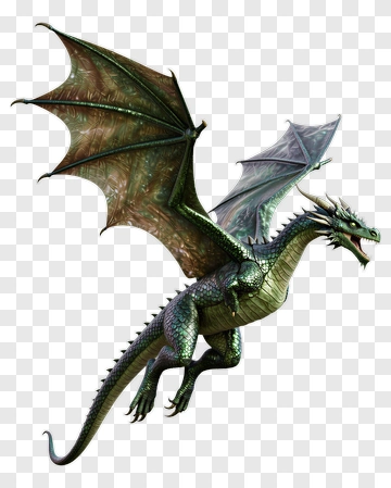 3D Dragon Flying With Open Wings PNG
