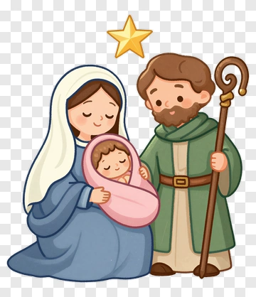 Nativity Scene With Mary, Joseph, And Baby Jesus PNG