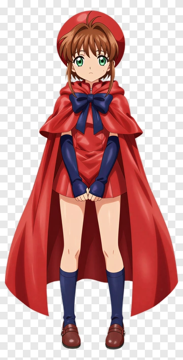 Anime Girl In Red Cape With Bow PNG