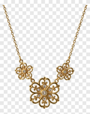 Gold Floral Necklace With Gemstones PNG