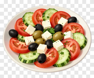 Fresh Salad With Tomatoes, Cucumbers, And Feta Cheese PNG