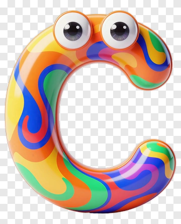 Colorful Cartoon Letter C With Eyes PNG