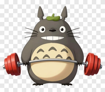 Cartoon Totoro Lifting Weights PNG