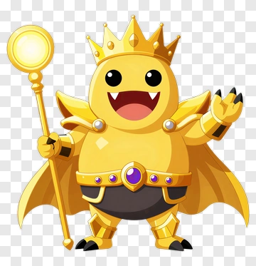 Cartoon King Character With Golden Armor And Staff PNG