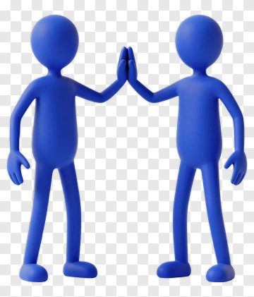 Blue Cartoon Figures High-Fiving PNG