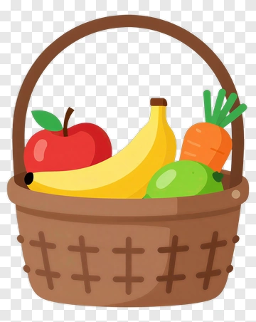 Basket Filled With Fruits And Vegetables PNG