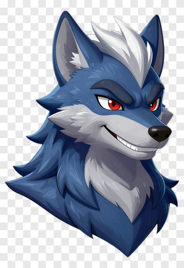 Cartoon Wolf Character With Blue Fur PNG