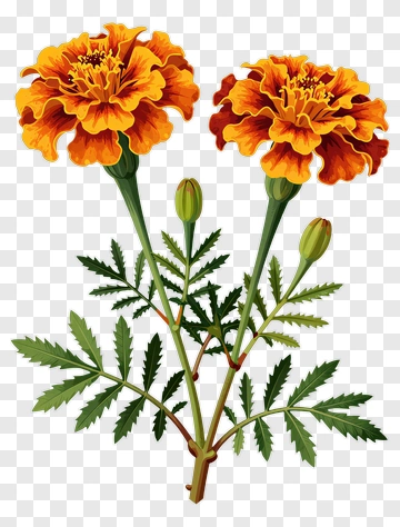 Colorful Marigold Flowers PNG