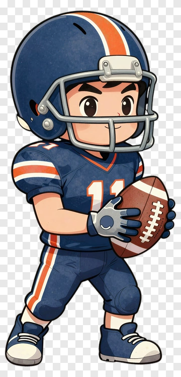 Cartoon Football Player Holding A Football PNG