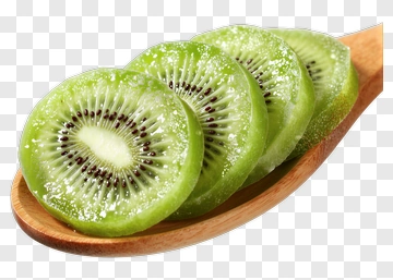 Sliced Kiwi On A Wooden Spoon PNG